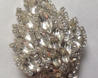 D&E Juliana Rhinestone navette floral brooch VJSE