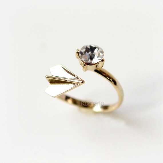 paper airplane and cz ring gold airplane ring by laonato paper airplane and cz ring gold airplane ring by laonato