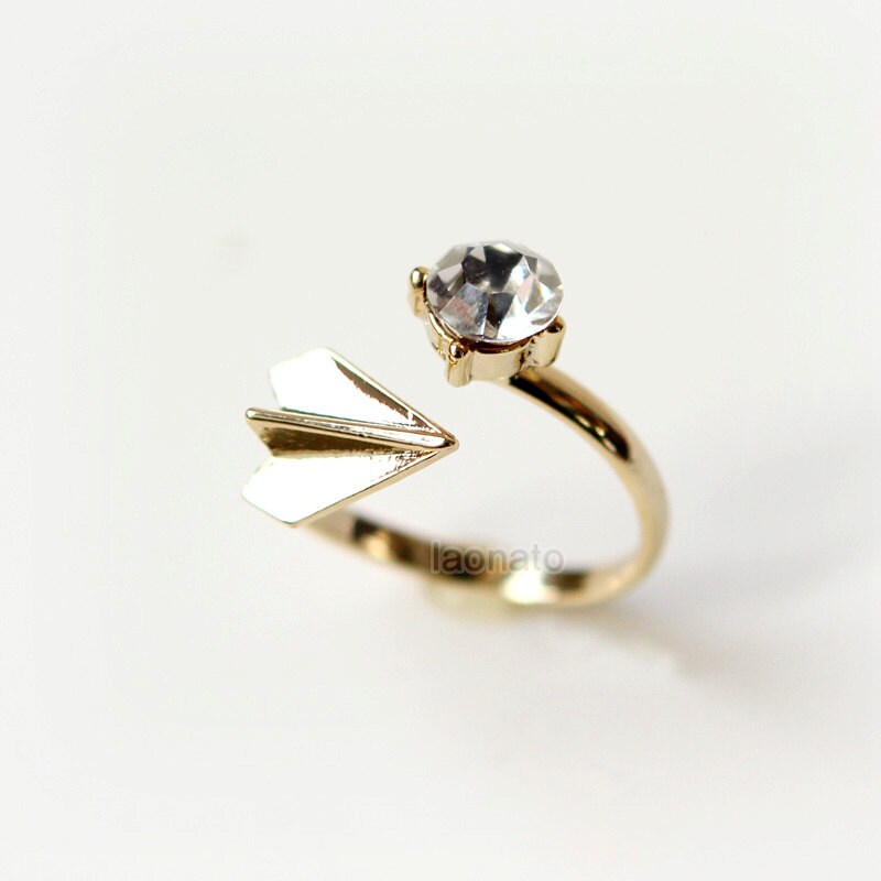 paper airplane and cz ring gold airplane ring by laonato paper airplane and cz ring gold airplane ring by laonato