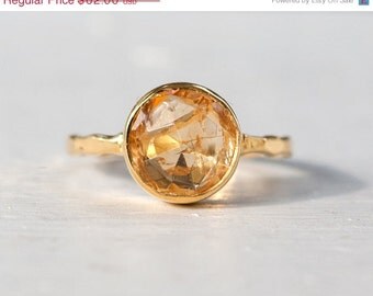 40 0FF - Citrine Ring - November Birthstone Ring - Gemstone Ring - Stacking Ring - Gold Ring - Round Ring