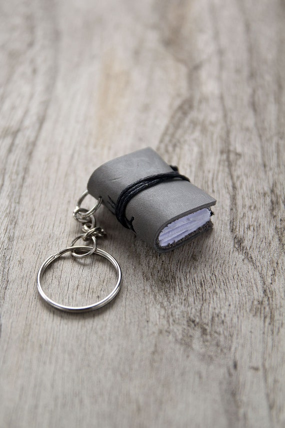 Mini book keychain leather keychain book charm by BrotherWorks
