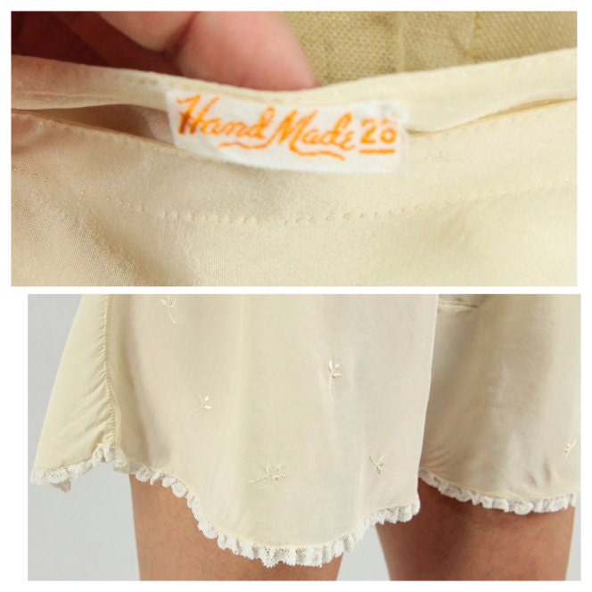 Tap pants / Vintage silk tap panties / 1930s Cream silk high