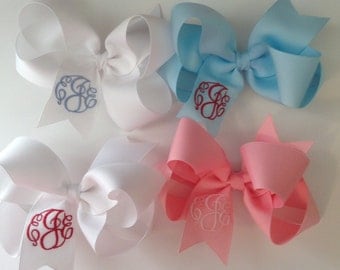Monogrammed Hair Bow for Special Occasions and Great for Flower Girls