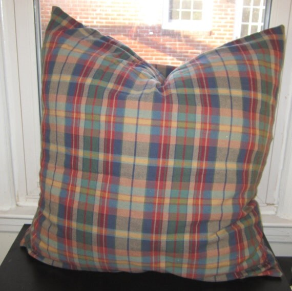 Items similar to S A L E Rainbow Plaid Large Throw Pillow Cover