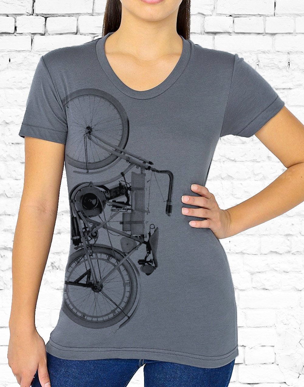 Women's Vintage Motorcycle T-Shirt Women's by CrawlspaceStudios
