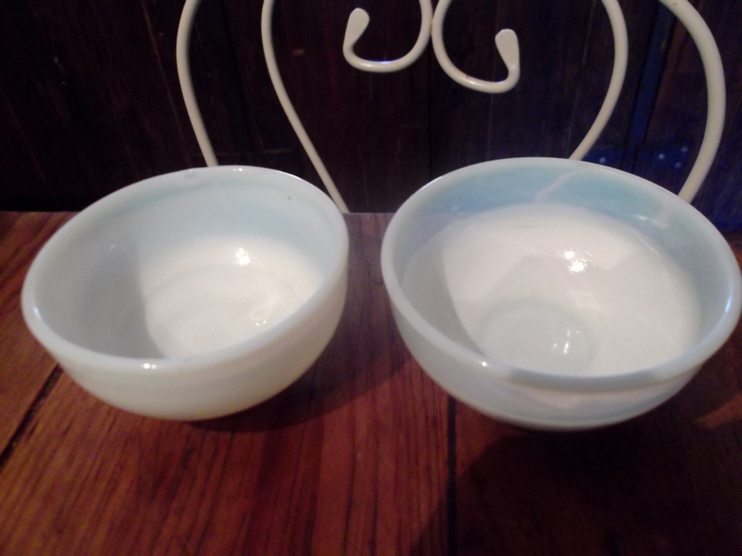 ANTIQUE MILK GLASS bowls set of 2 midcentury minimalist