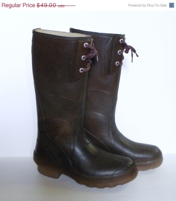 BIG SALE Wellies Vintage Rubber Boots Red by Sugarcookielady