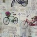 Vintage Bicycle / 1 1/2 Yards / Bicycles with Flowers & Birdcages / Postcards / Neutrals