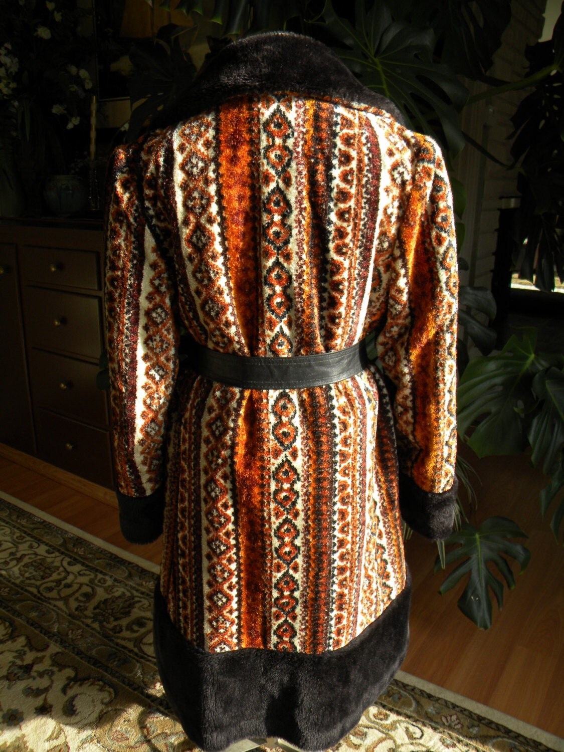 Retro cool carpet / brocade coat / jacket / by VerbenaVintage