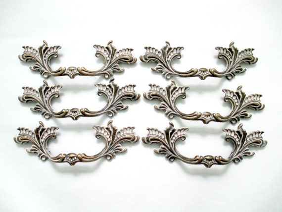 French Provincial drawer pulls 3 centers Lot of 6 by Fairyhome