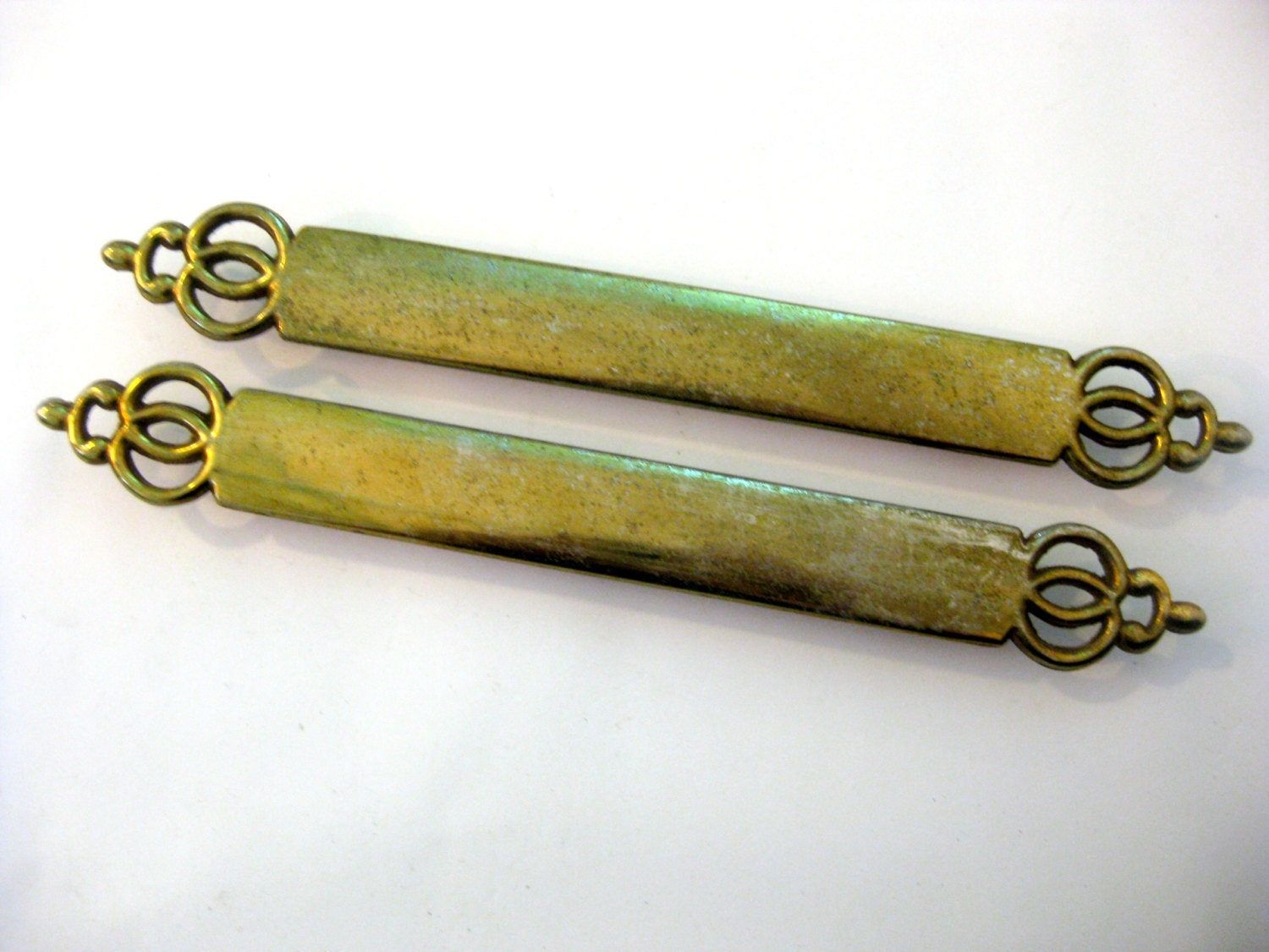 Pair of HUGE Vintage Drawer Pulls 6″ centers Ornate brass furniture