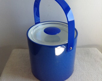 Vintage 1970 Georges Briard Ice Chest or Bucket. Blue Plastic and Lucite. Eames Panton era. Mid century Modern.s