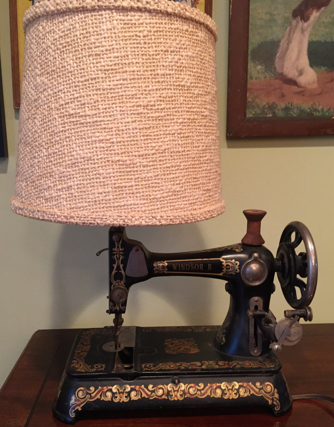 Antique Windsor b Sewing Machine Lamp with shade