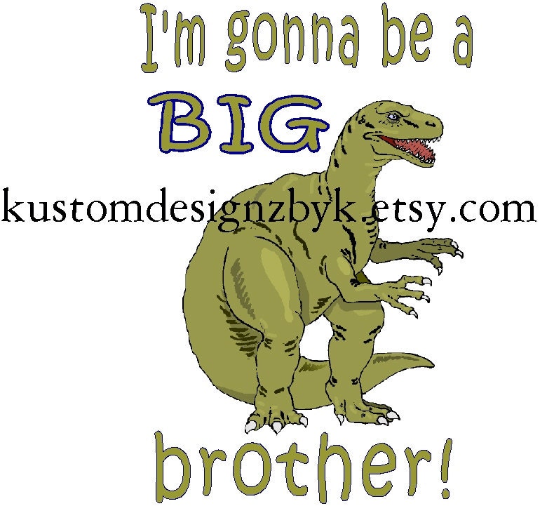 Dinosaur big brother ironon shirt decal NEW by kustomdesignzbyk from