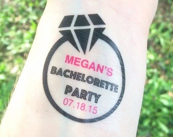 20 Bachelorette Party Tattoos - Bachelorette Party Favors - Engagement Ring Diamond Bachelorette Tattoos