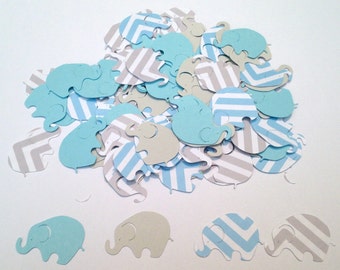 Elephant Baby Shower Blue Chevron Elephant Blue Gray Elephant Confetti Elephant Cut Out Elephant Theme Baby Shower Blue Elephant Confetti