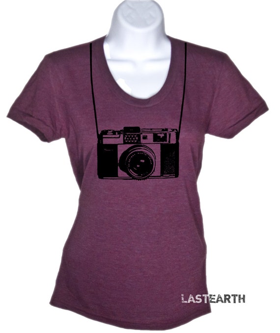 Women's Vintage Camera T Shirt Photographer tee by lastearth