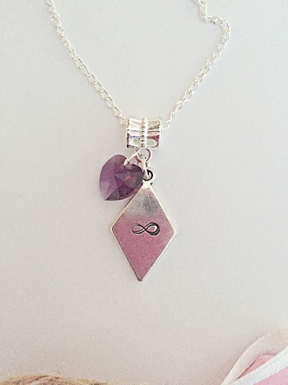 Purple Heart Necklace Infinity Pendant Silver by EmmaFleet