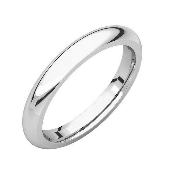 Items similar to 3mm Comfort Fit Plain Wedding Band 14k White Gold ...