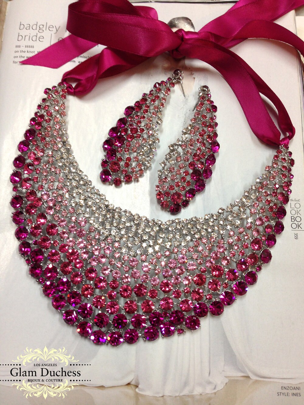 Bridal jewelry set wedding jewelry bib necklace earrings