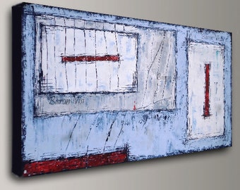 blue grey abstract Painting acrylic painting art painting blue white grey large canvas wall home office interior decor modern custom Visi