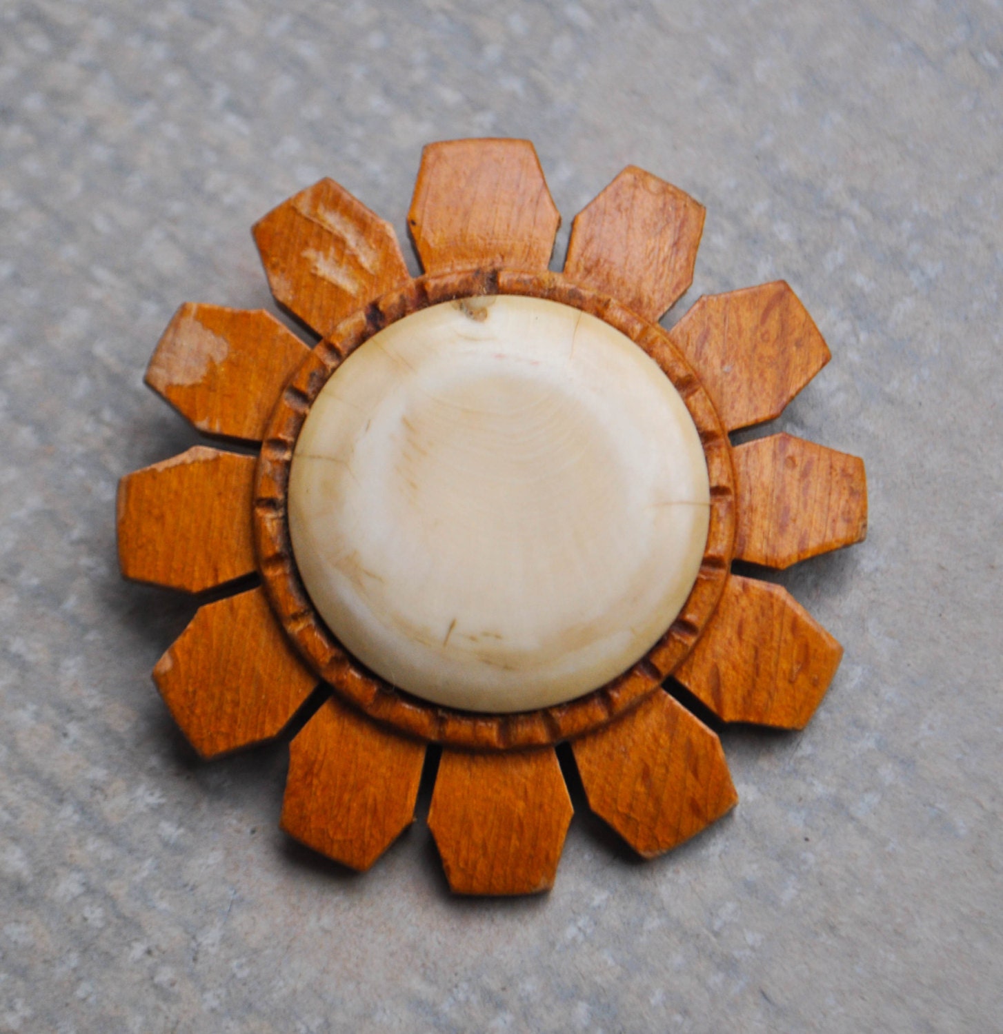 Vintage wooden Brooch. Haute Juice