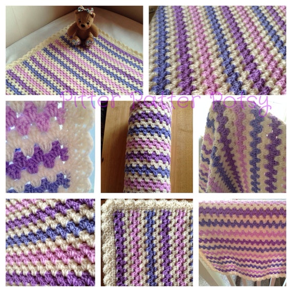 Crochet Granny Stripe Blanket - handmade