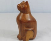 Vintage Tao kitty cat , hand carved wood .