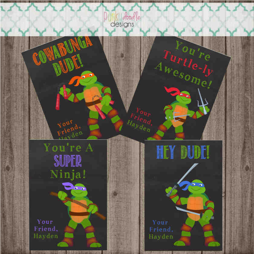 Printable Ninja Turtle Valentine Cards