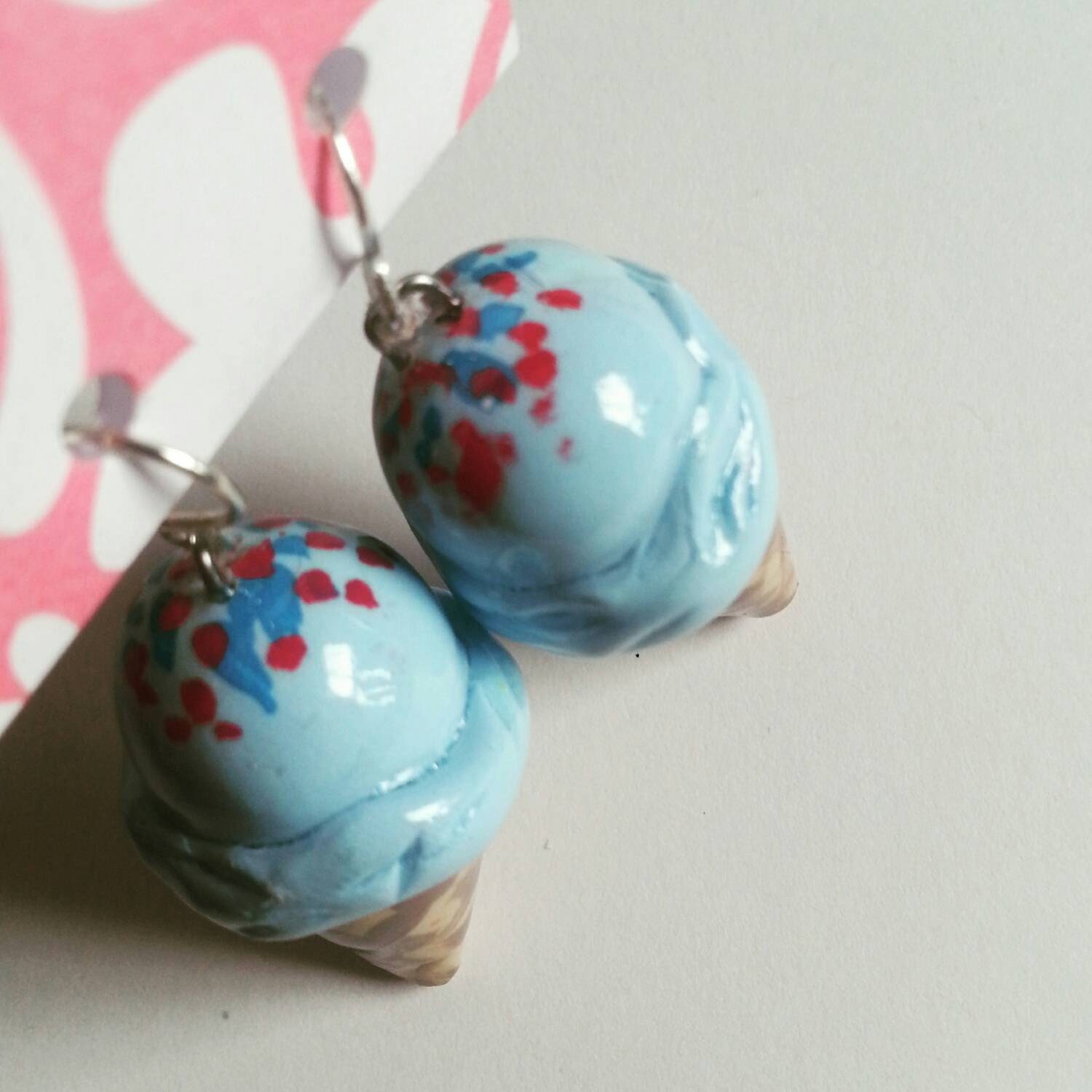 Blueberry Ice Cream Earrings by SweetCatTea on Etsy