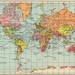 Vintage Map World Globe Earth Original 1950