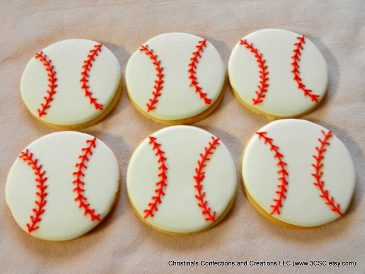 Baseball or Softball Hand Decorated Sugar Cookies by 3CSC on Etsy