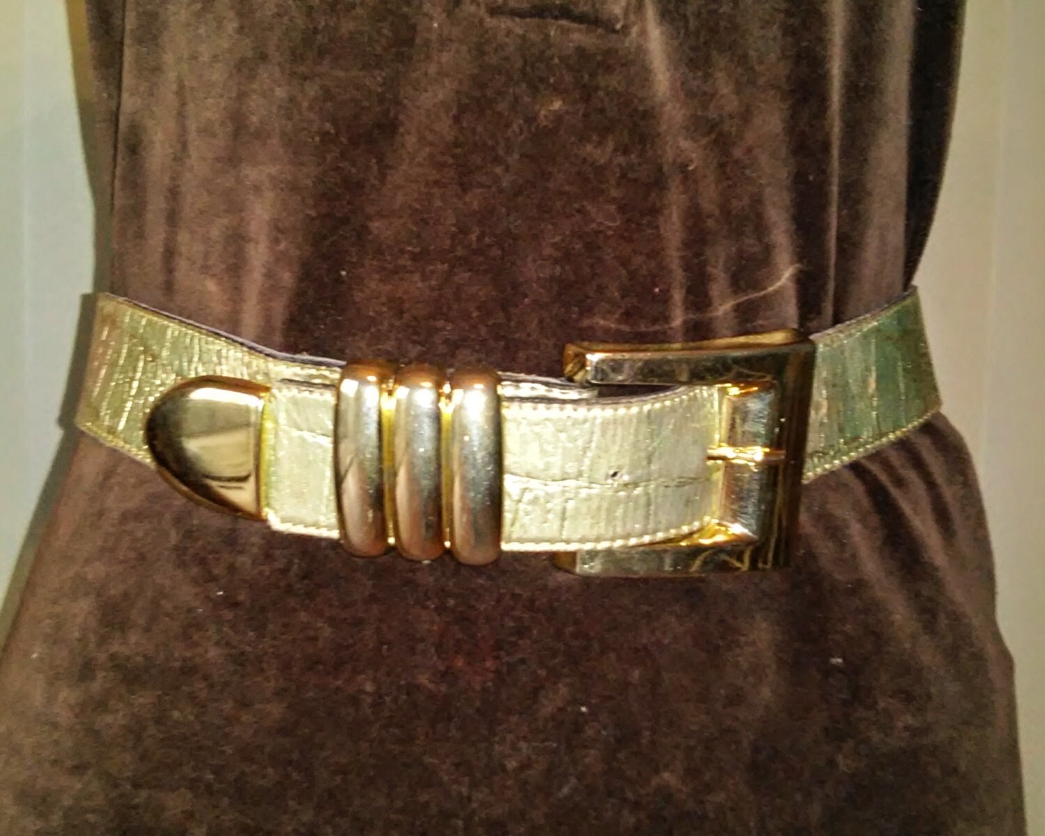 Metallic Gold Genuine Leather Belt L Haute Juice