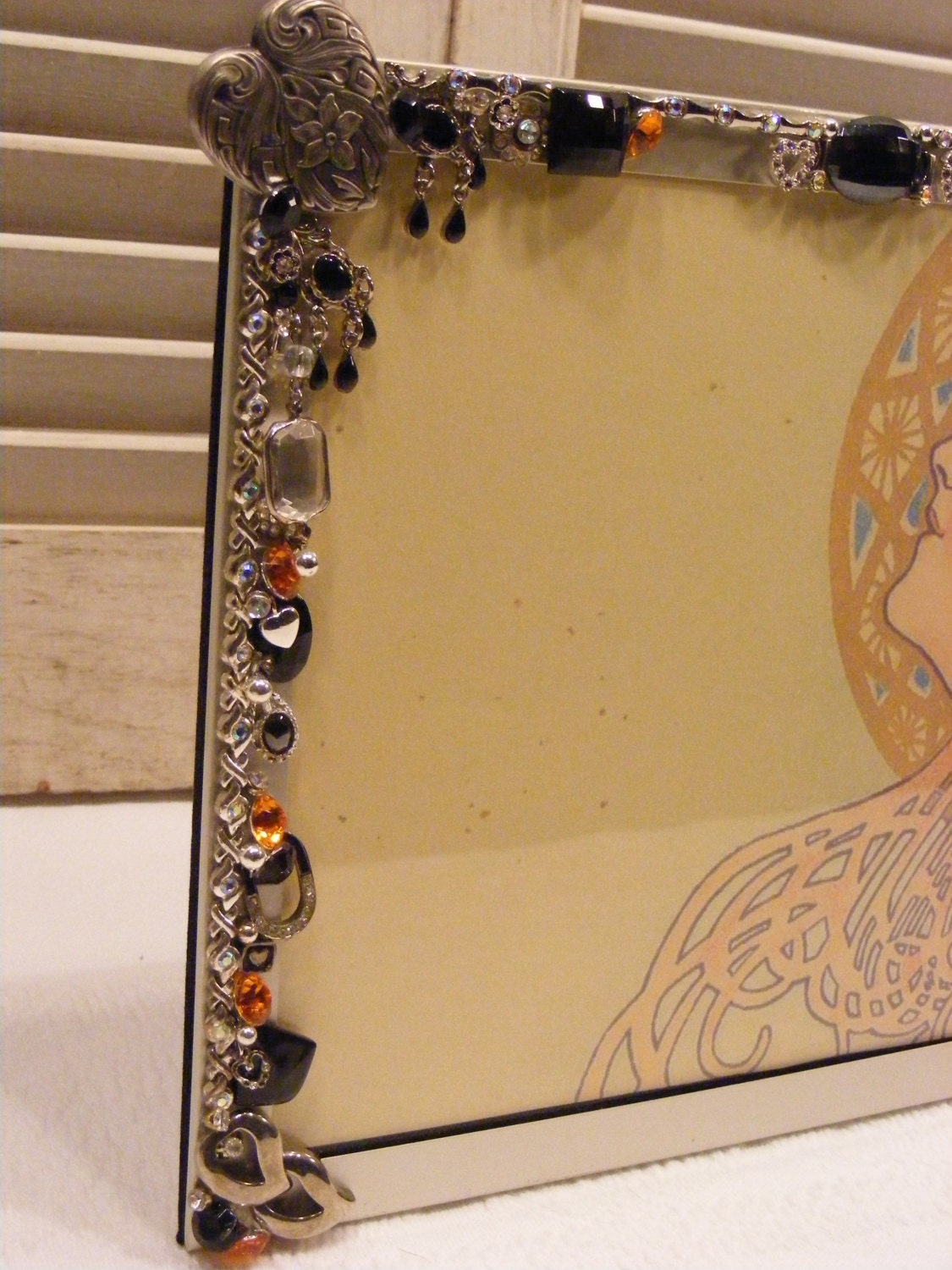 Jeweled and Embellished 8 X 10 Picture Frame, Photo Frame, Silver