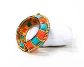 KJL Bracelet, Turquoise Coral, Gold Tone, Wide Statement Bracelet, Runway, Couture, Designer Jewelry KJL Bracelet, Turquoise Coral, Gold Tone, Wide Statement Bracelet, Runway, Couture, Designer Jewelry
