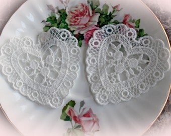 Reneabouquets Trim- Sweet Heart Lace Appliques, Applique, Wedding Trim, Sewing, Scrapbook, crafts