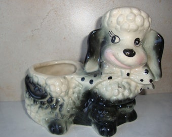 Vintage Ceramic Poodle Planter, Medium Mid Century