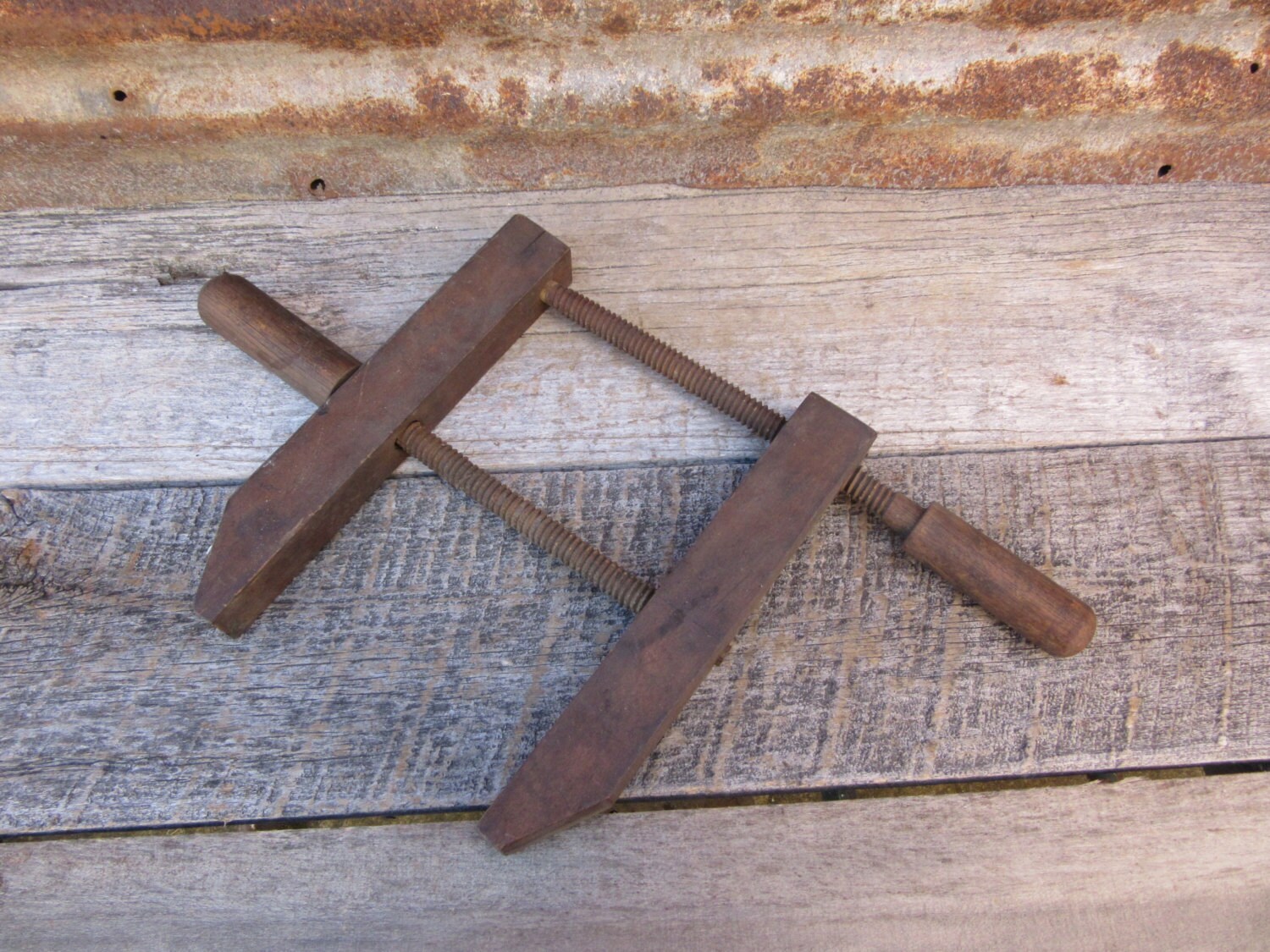 Antique Wood Clamp Wood Working Carpenter Wooden Vice Tool