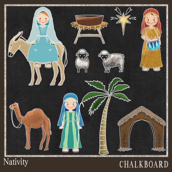 Nativity Clipart Chalk Nativity Chalkboard Christmas