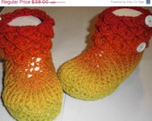 Spring Sale Crocodile Stitch Child Boots - Handmade Child Boots - Rainbow Colors - Green Yellow Orange EU SELLER
