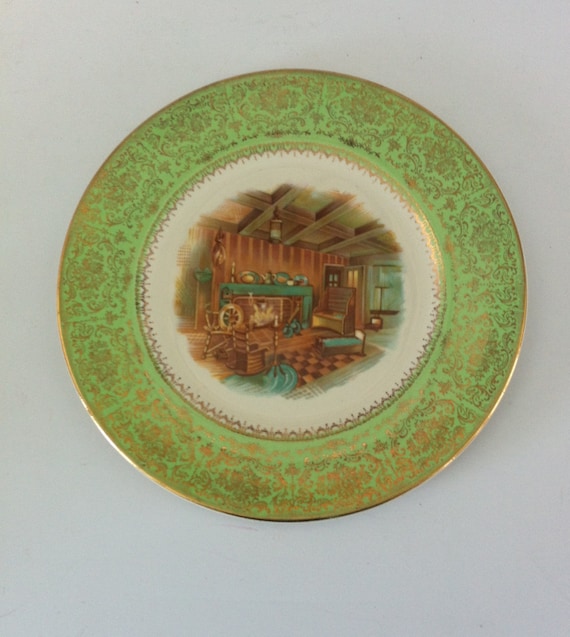 Items similar to Imperial Salem Plate- rustic scene plate- vintage