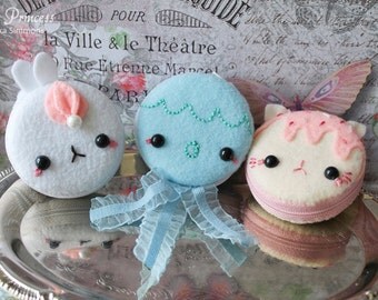 Kawaii Bunny Rabbit, Jellyfish, Kitty Macaron Macaroon Cake Coin Purse, Wallet, Ring Box, Keychain