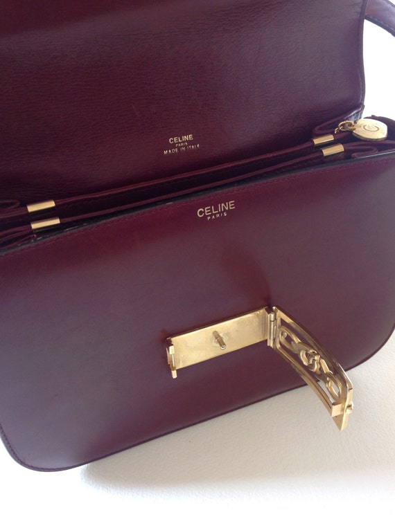 Vintage Celine Bag Paris Burgundy leather by PetiteKaty on Etsy  