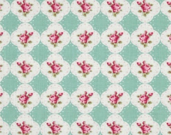 Tanya Whelan Fabric - Free Spirit - Rosey - Cameo Rose - Teal - Choose Your Cut-1/2 or Full Yard