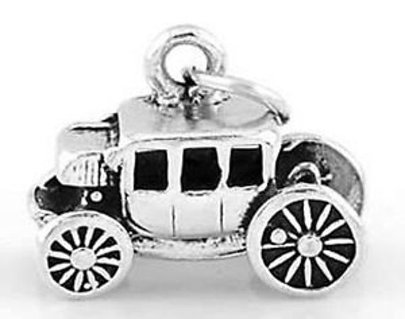 Sterling Silver Stagecoach Charm Pendant 3D Charm