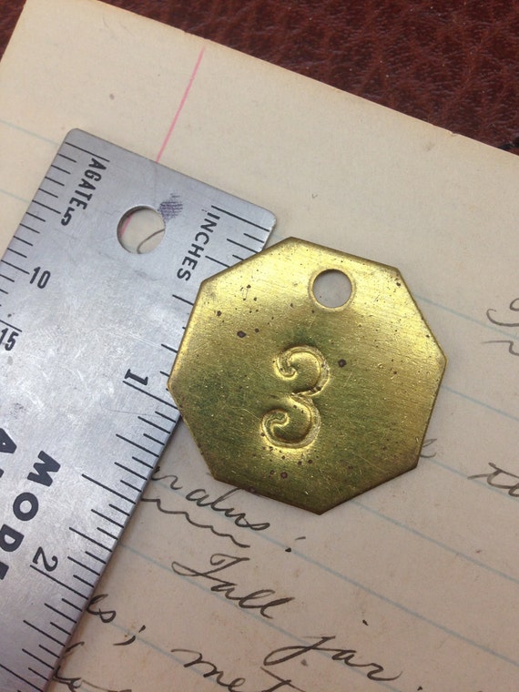 Vintage brass Hotel room key tag Custom hand by aVintageParcel