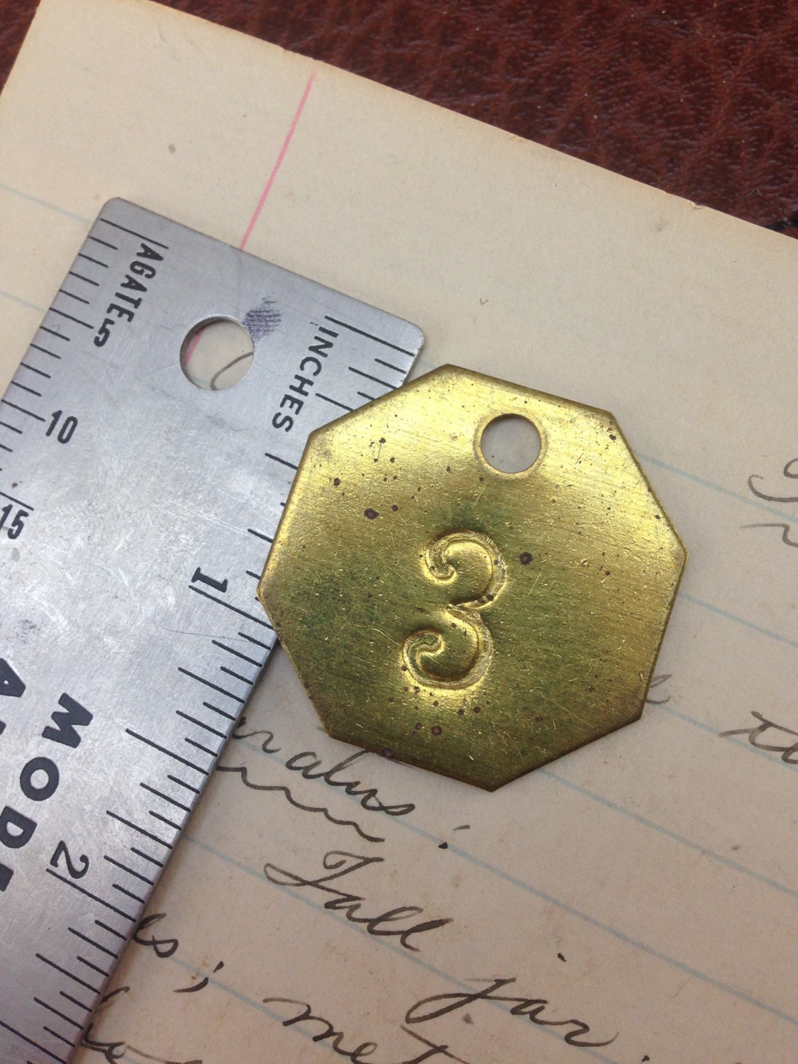 Vintage brass Hotel room key tag Custom hand by aVintageParcel