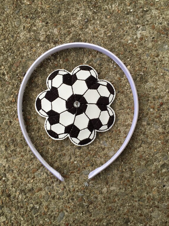Items similar to Soccer Ball Flower Headband Slider with Headband on Etsy