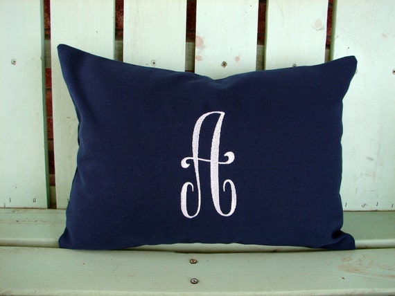 cover pillow 12x16 pillow cover Monogram pillow navy nursery 12x16 lumbar college