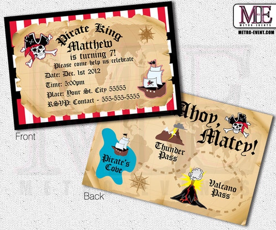 Pirate Invitations, Vintage Pirate Invitations, Pirate Invitations, Pirate Party Invitations, Printed Pirate Invitation, Invitations, Invite Il_570xn